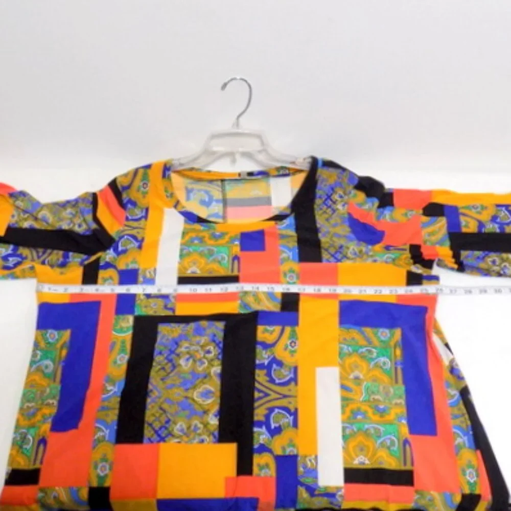 Jones Studio Women’s Wearable Art Multicolor Abstract 3/4 Sleeve Top – Size: 2X - Picture 5 of 11